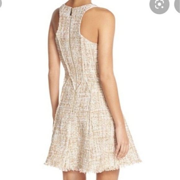 Jay Godfrey Diaz Fit & Flare Tweed Metallic Sequin Scoop Neck Dress - Picture 3 of 12